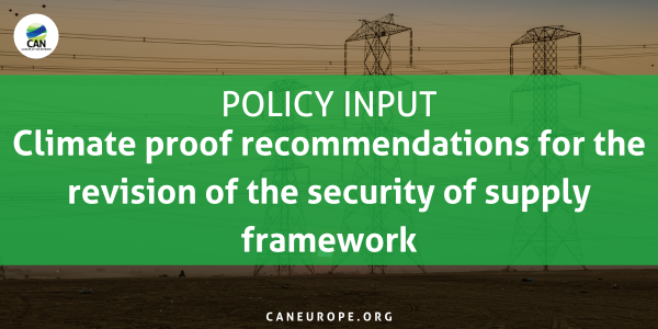 Climate proof recommendations for the revision of the security of supply framework