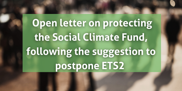 Open letter on protecting the Social Climate Fund, following the suggestion to postpone ETS2