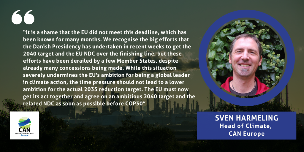 Press Release: Weak statement of intent: ENVI Council signals only indicative 2035 target to UN, Member States must now agree on an ambitious 2040 target in October.