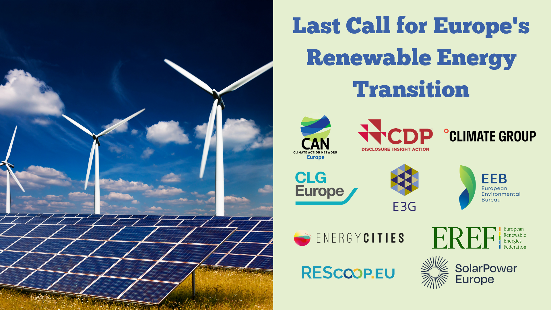 Joint Letter: Last call for higher EU 2030 renewable energy target