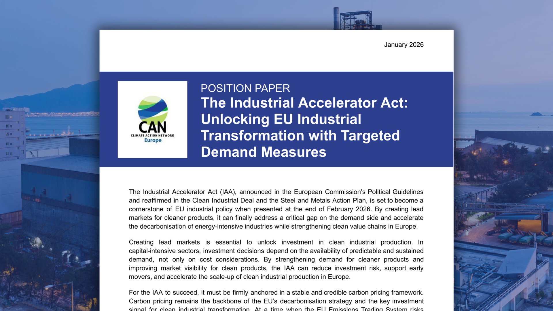 CAN Europe position on the Industrial Accelerator Act: Unlocking EU Industrial Transformation with Targeted Demand Measures